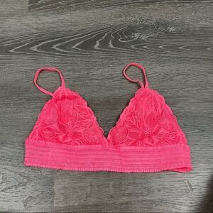 Aerie hot pink lace embroidered triangle bralette